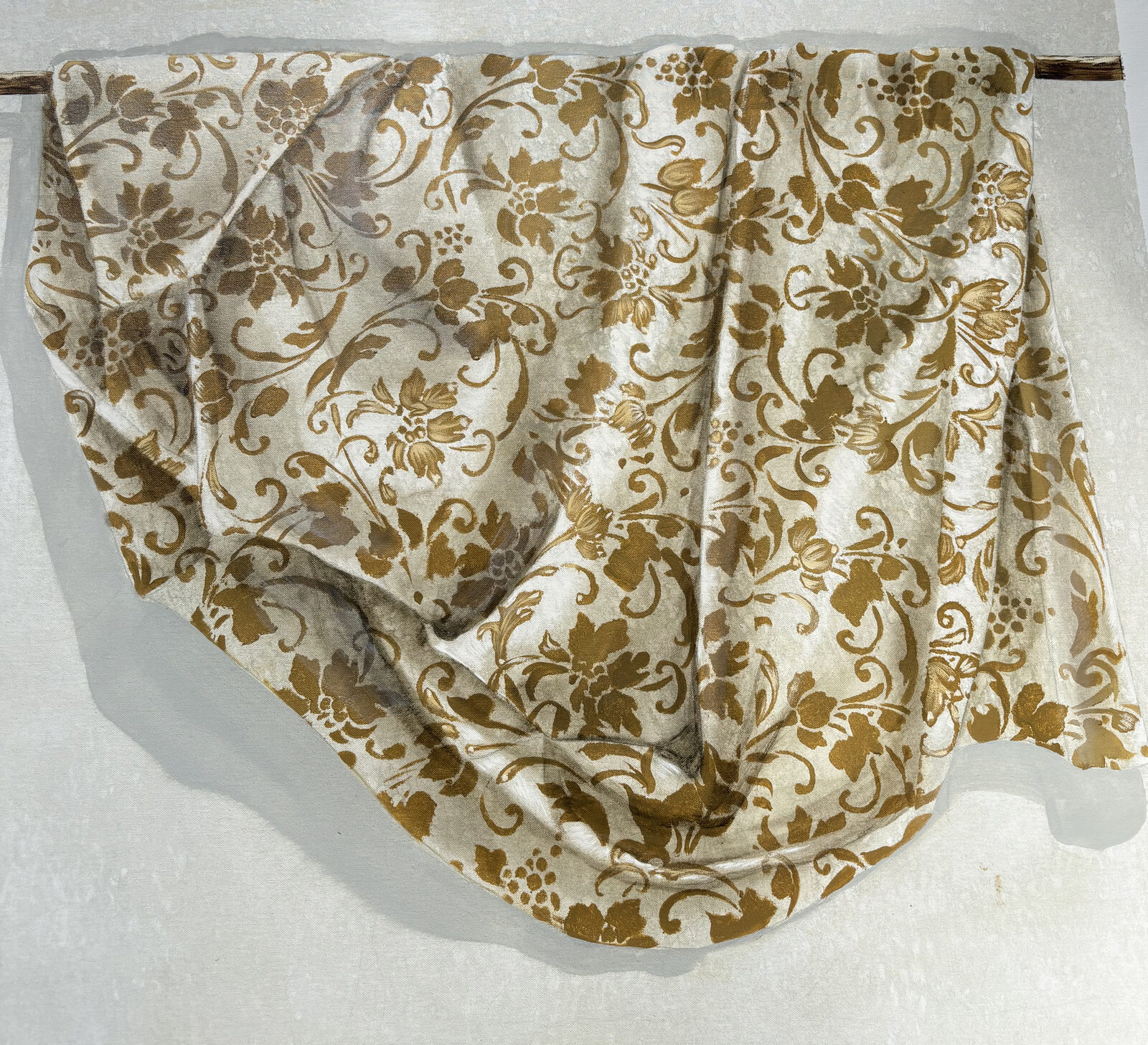 Drapé damassé jaune et blanc