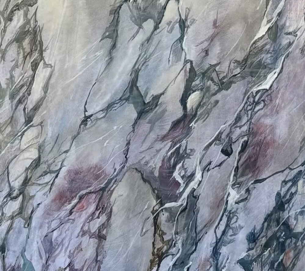 Trompe-l'œil de marbre Brèche Violette